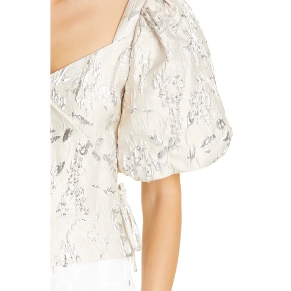 Jonathan Simkhai Taylor Matelassé Puff Sleeve Top 4 NWT - Picture 7 of 16